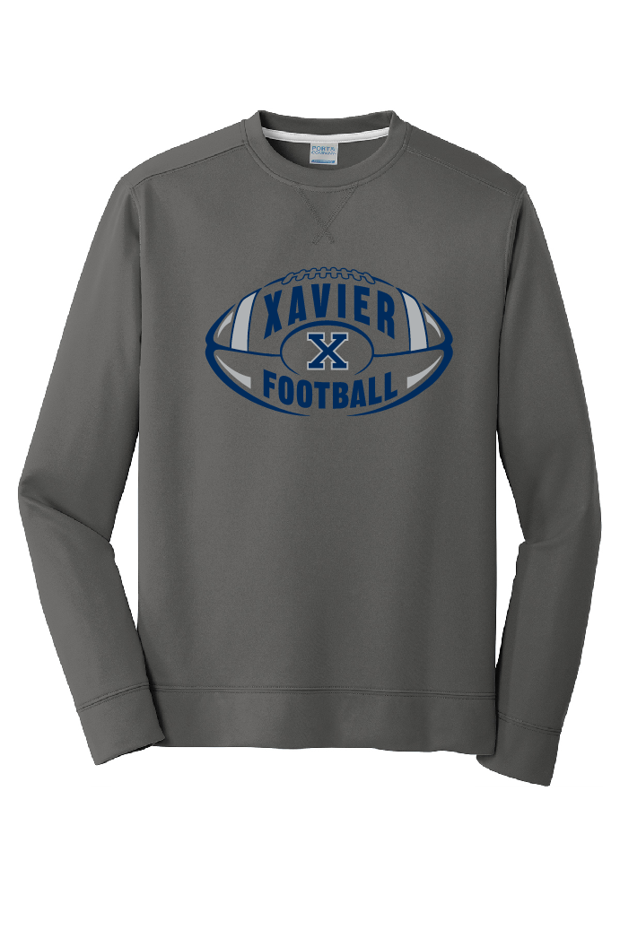 Xavier Hawks Football Port & Company Performance Iron Grey Crew~ Unisex