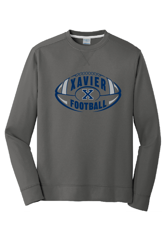Xavier Hawks Football Port & Company Performance Iron Grey Crew~ Unisex