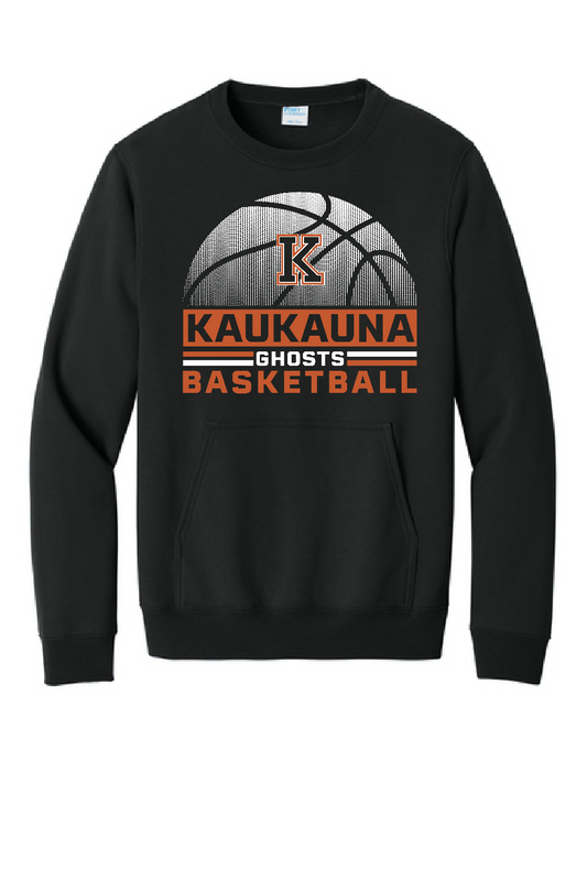 Kaukauna Ghosts Basketball Port & Company Black Kangaroo Pocket Crew