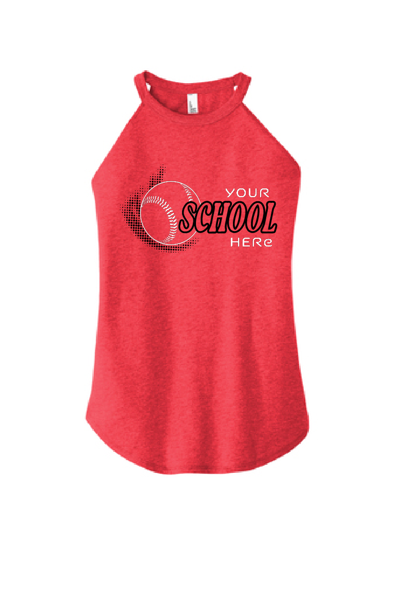 Custom Three Word Baseball/Softball District Ladies Round Neck Tank~ 5 Color Choices