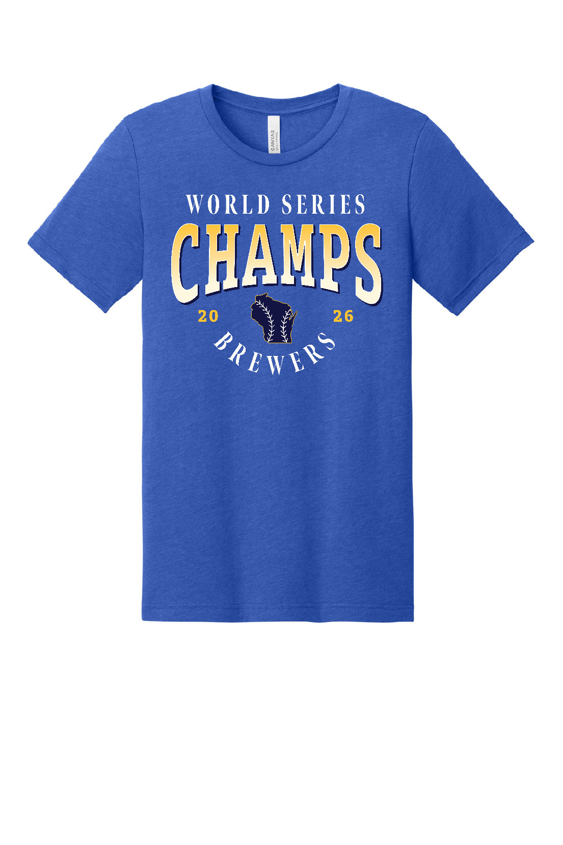 Brewers '26 CHAMPS Heather Royal Bella Canvas Jersey Tee~ Unisex and Youth~