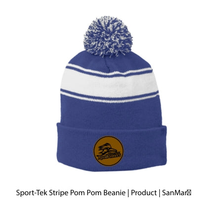 Riverview Sport Tek Stripe Royal Pom Pom Beanie