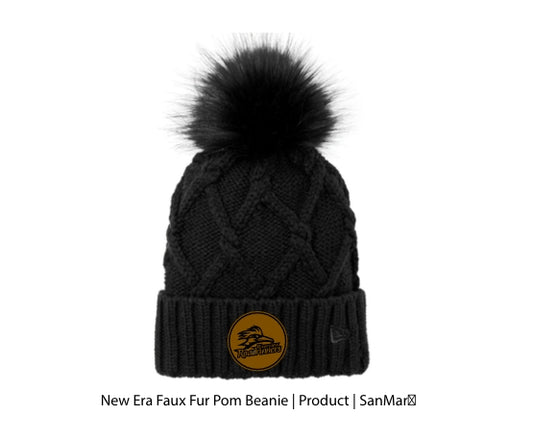 Riverview New Era Faux Black Fur Pom Beanie