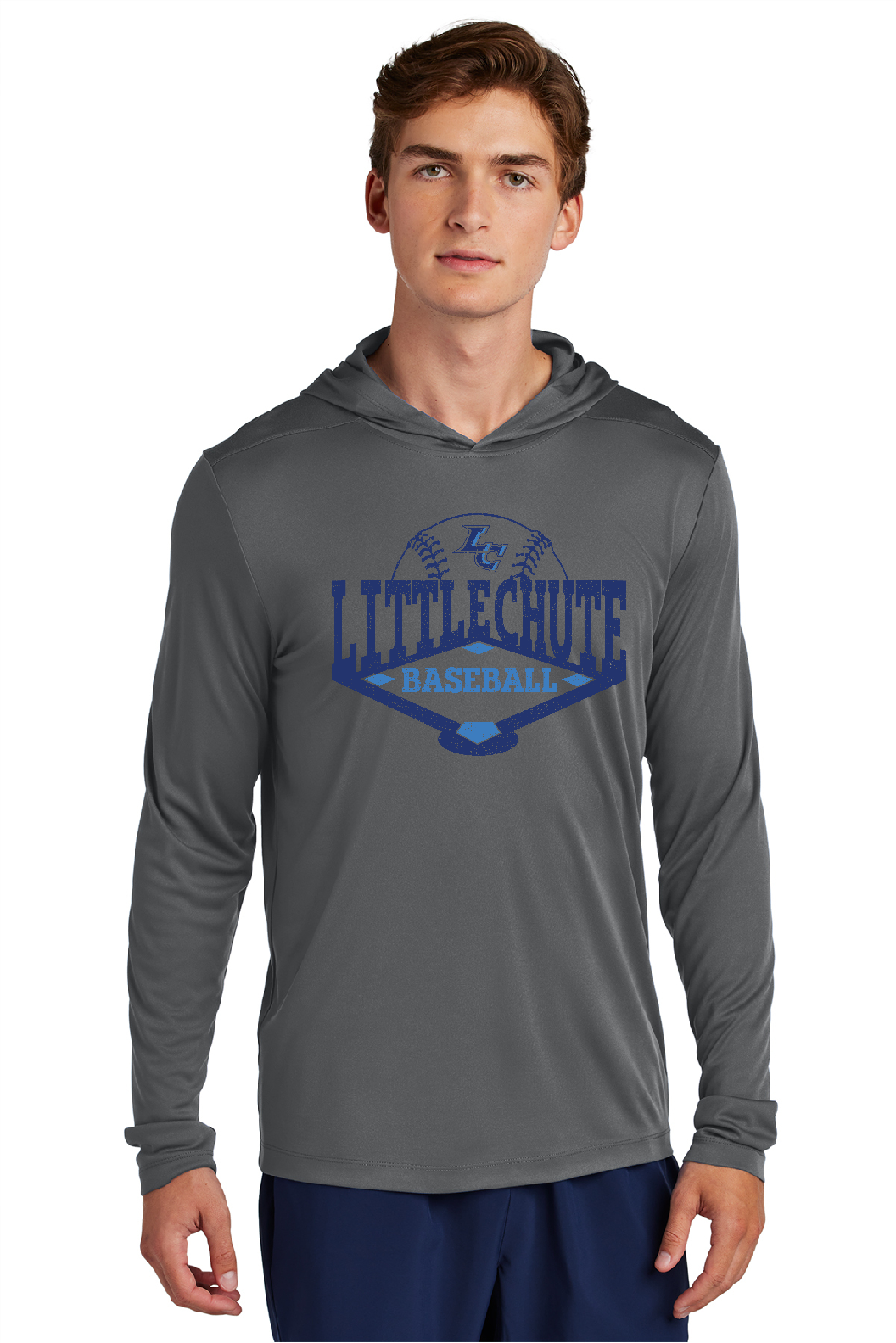 Little Chute Baseball Sport-Tek® Posi-UV® Pro Long Sleeve Smoke Grey Hoodie~ Youth/Men's