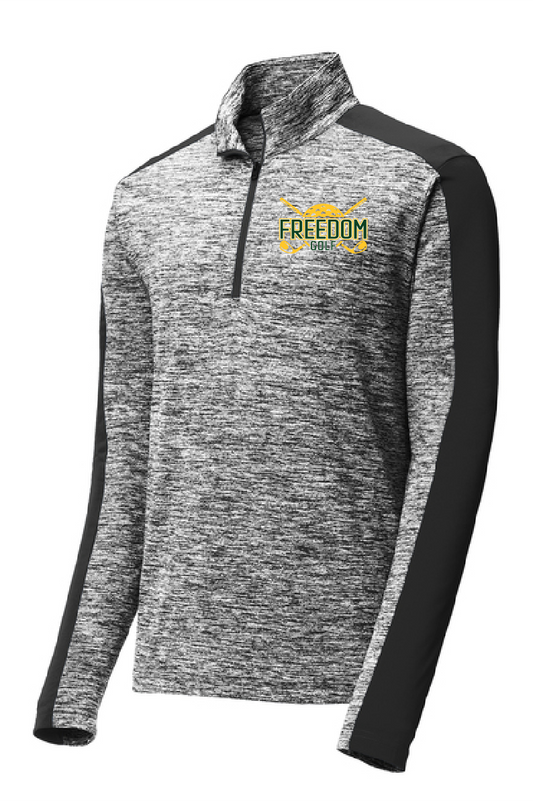 Freedom Golf Sport-Tek® PosiCharge® Black Electric Heather Colorblock 1/4-Zip Pullover