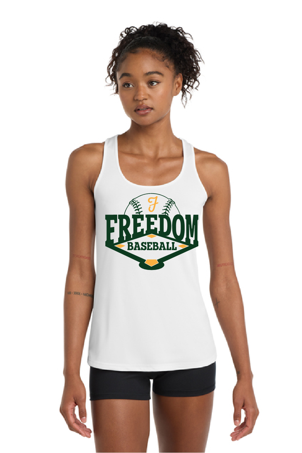 Freedom Baseball Port & Company White Ladies Performance Tank~ 2 Colors ~ NEW