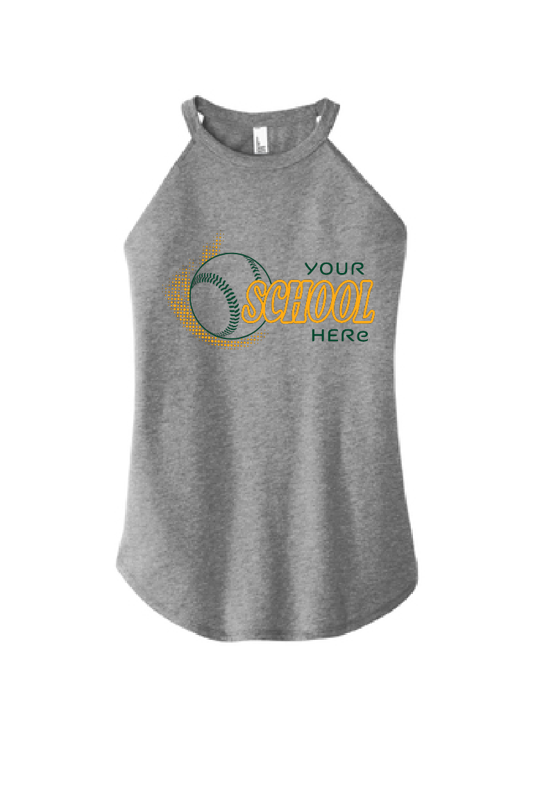 Custom Three Word Baseball/Softball District Ladies Round Neck Tank~ 5 Color Choices