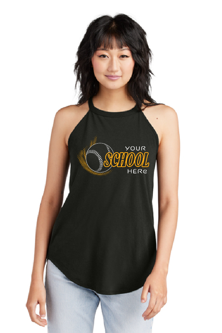 Custom Three Word Baseball/Softball District Ladies Round Neck Tank~ 5 Color Choices