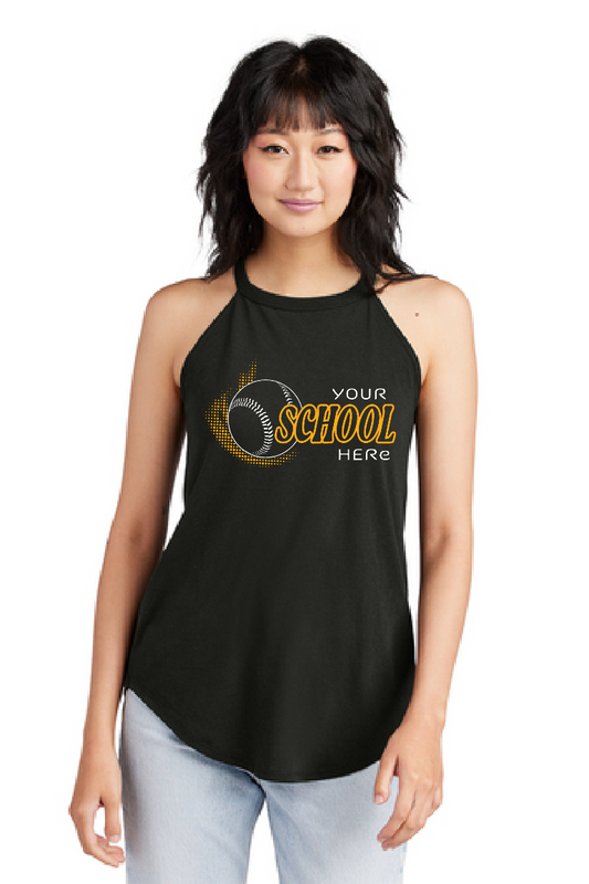 Custom Three Word Baseball/Softball District Ladies Round Neck Tank~ 5 Color Choices