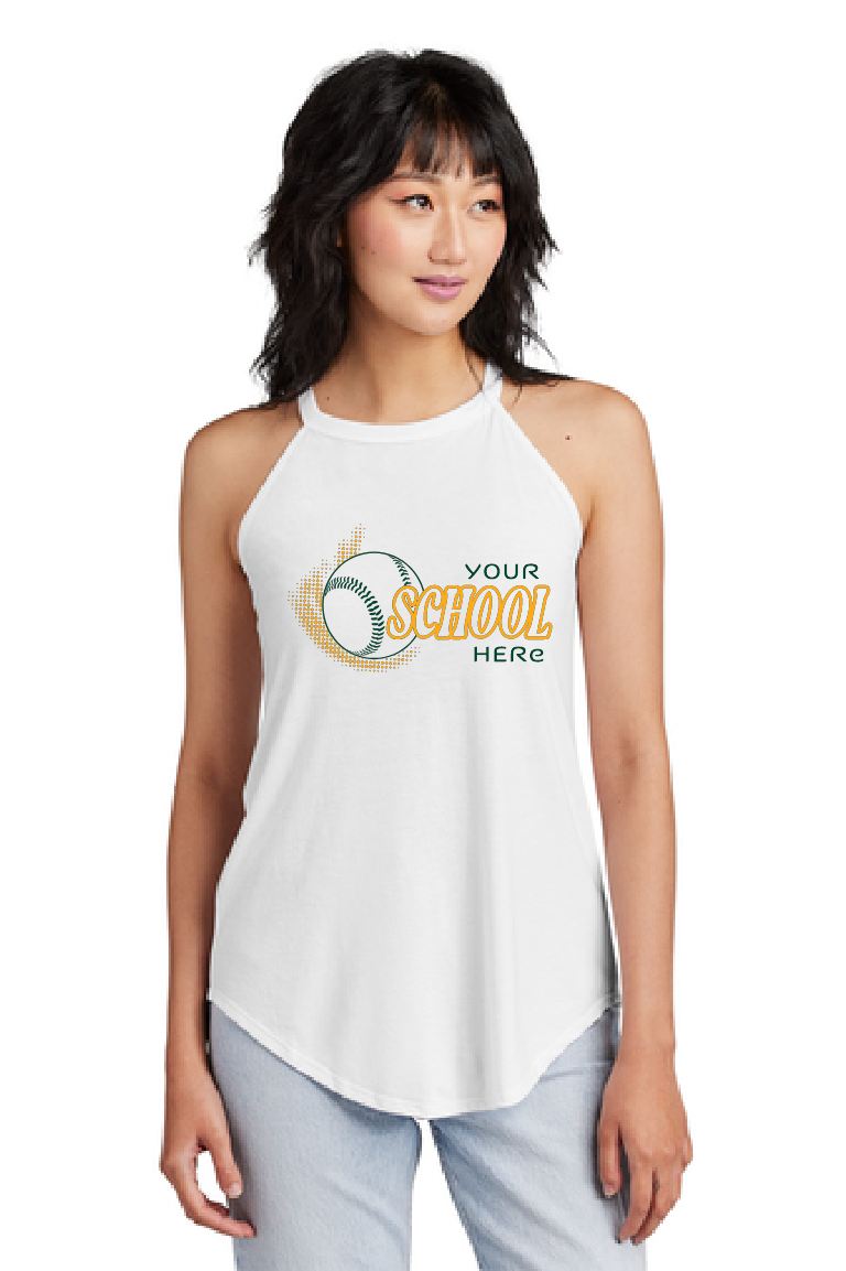 Custom Three Word Baseball/Softball District Ladies Round Neck Tank~ 5 Color Choices