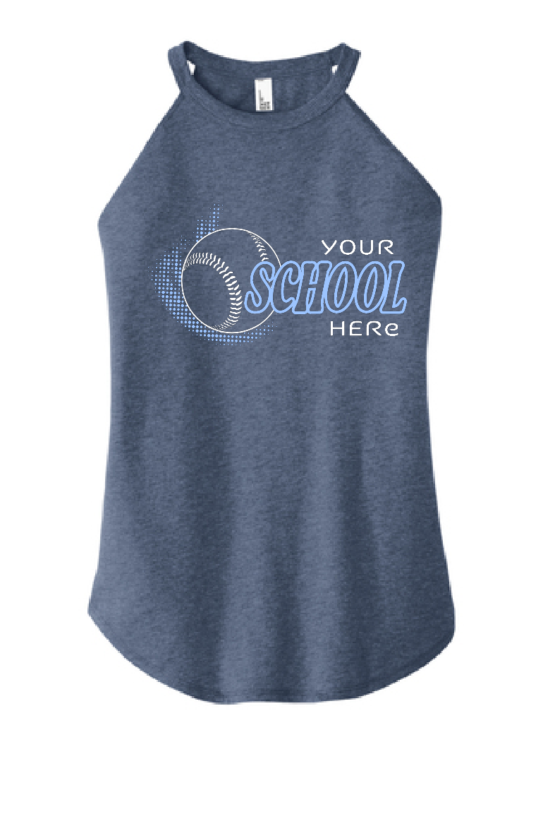 Custom Three Word Baseball/Softball District Ladies Round Neck Tank~ 5 Color Choices