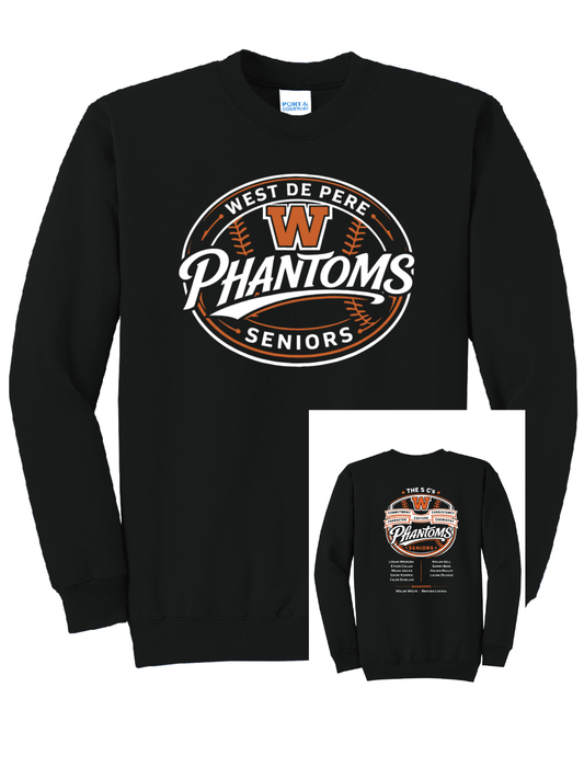 West DePere Senior Baseball Port & Company Black Crew ~ Adult