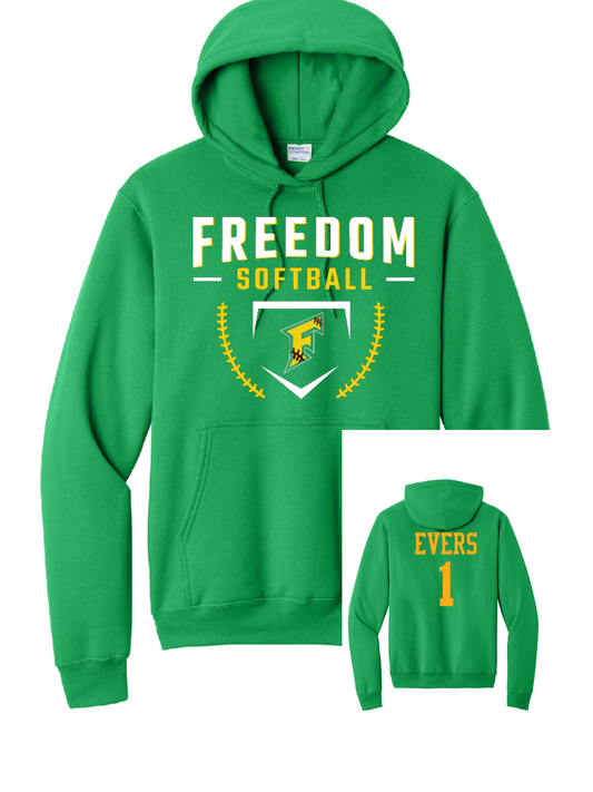 14U Freedom Irish Softball Personalized Port & Company Hoodie~