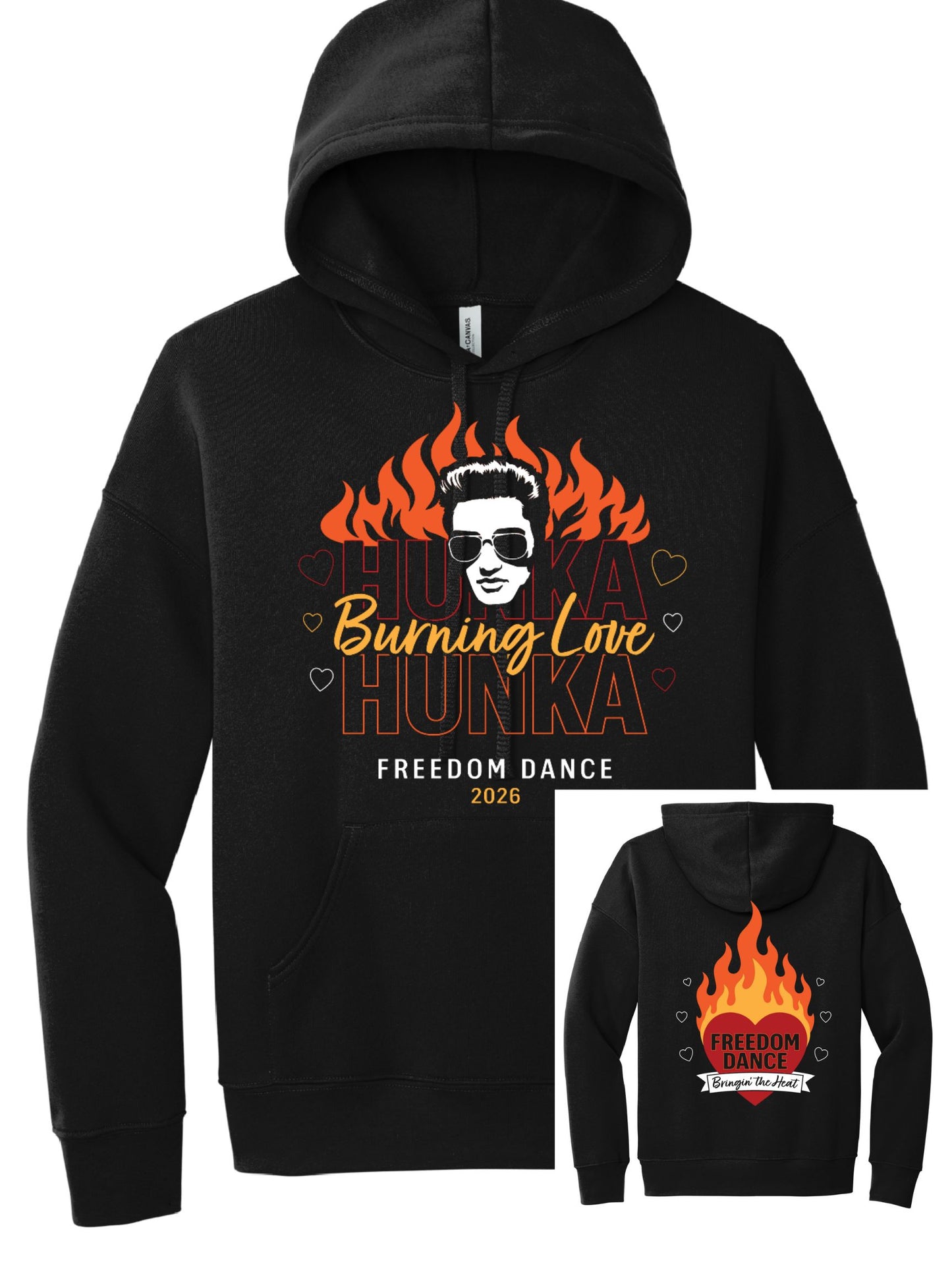 Freedom Dance Elvis Bella Canvas Black Sponge Hoodie~ Front and Back Design