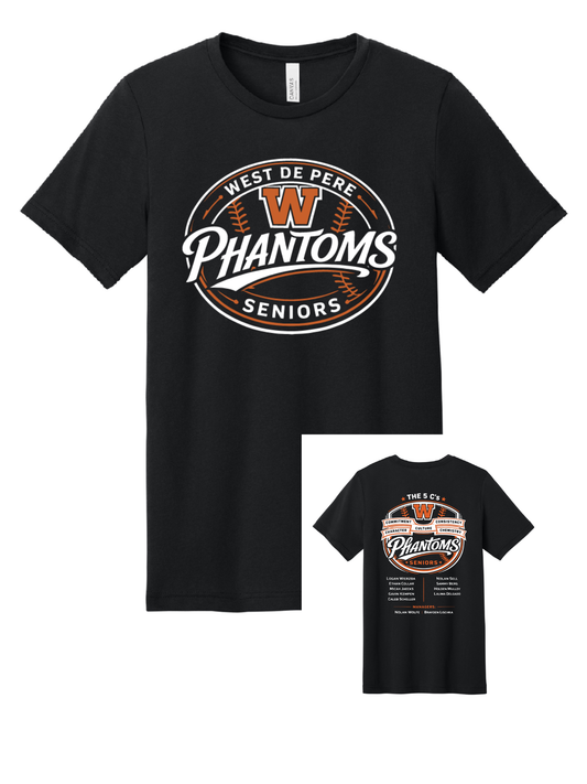 West DePere Senior Baseball Bella Canvas Black Tee ~ Adult