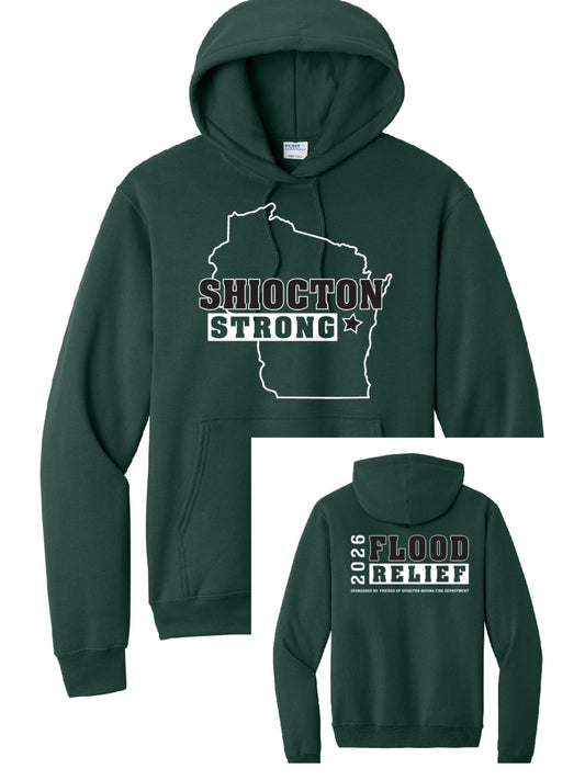 Shiocton Flood Relief Port & Company Dark Green Unisex Hoodie ~ Youth/Adult