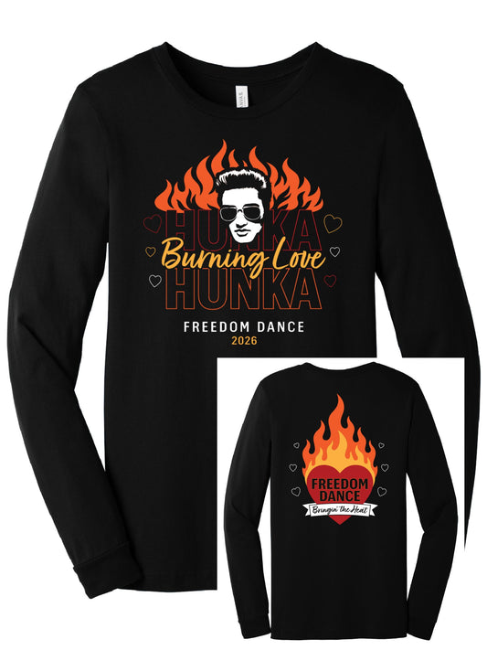 Freedom Dance Elvis Bella Canvas Black Tee Long Sleeve ~ Front and Back Design