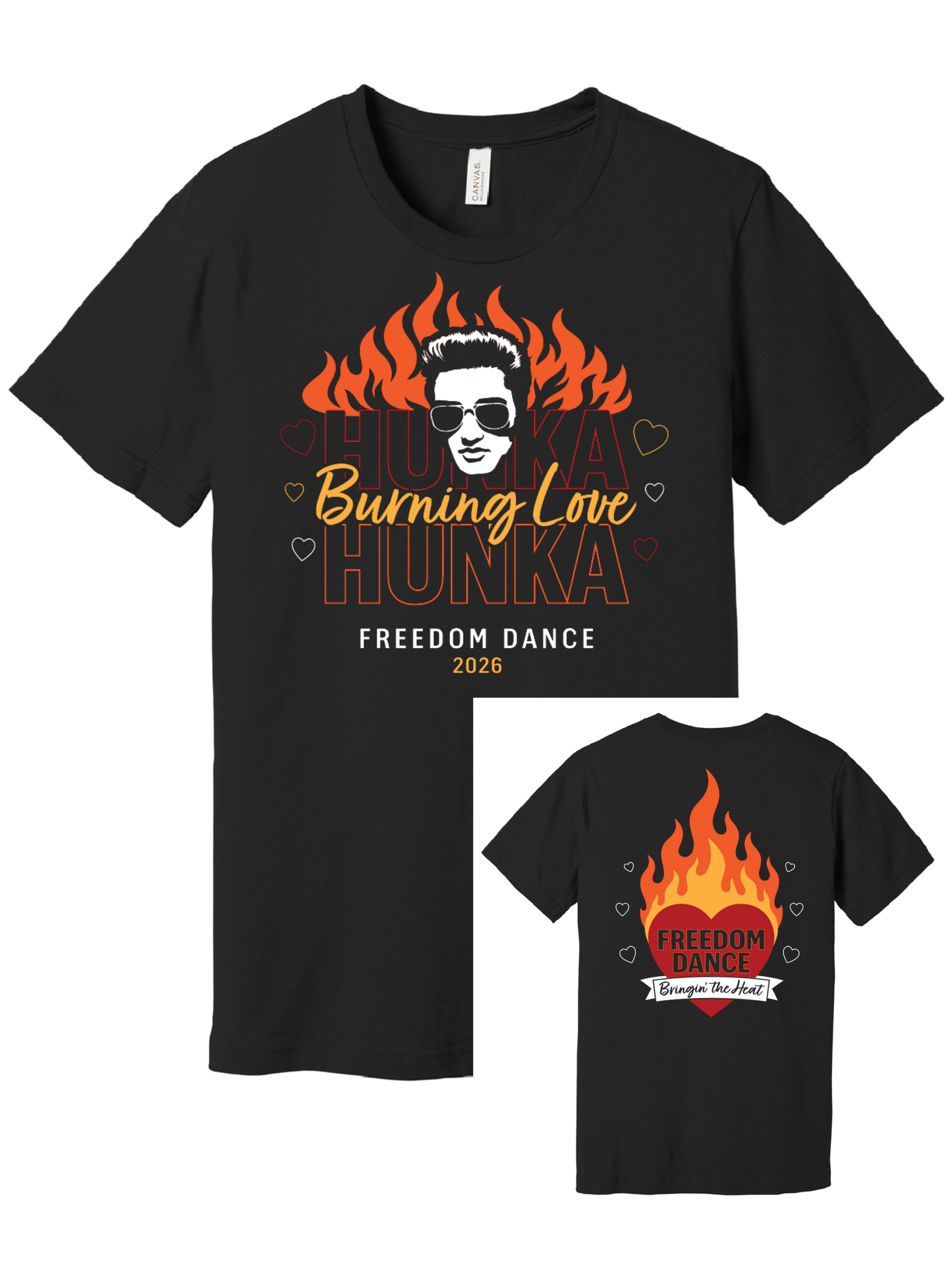 Freedom Dance Elvis Bella Canvas Black Tee~ Front and Back Design
