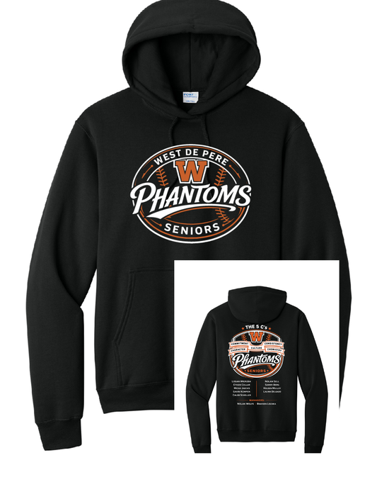 West DePere Senior Baseball Port & Company Black Hoodie ~ Adult