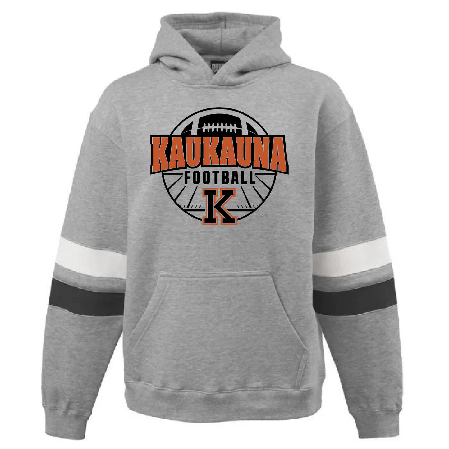 Kaukauna Football Black and White Stripe Pennant Hoodie ~ Unisex