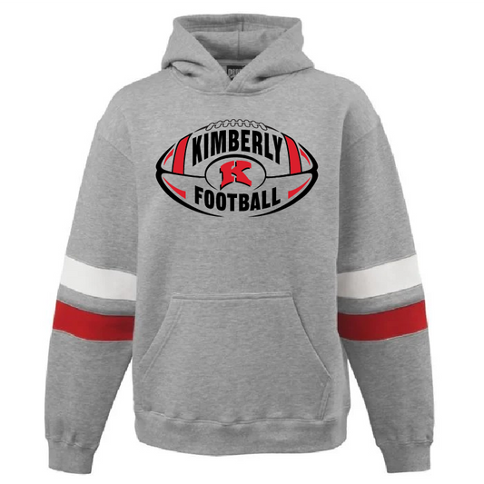 Kimberly Football Red and White Stripe Pennant Hoodie ~ Unisex