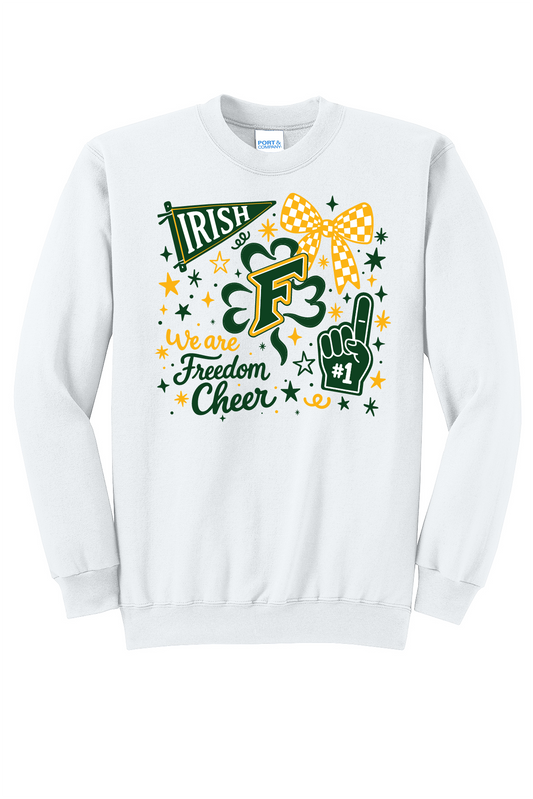 Freedom Irish Cheer Port & Company White Crew** Youth and Adult**