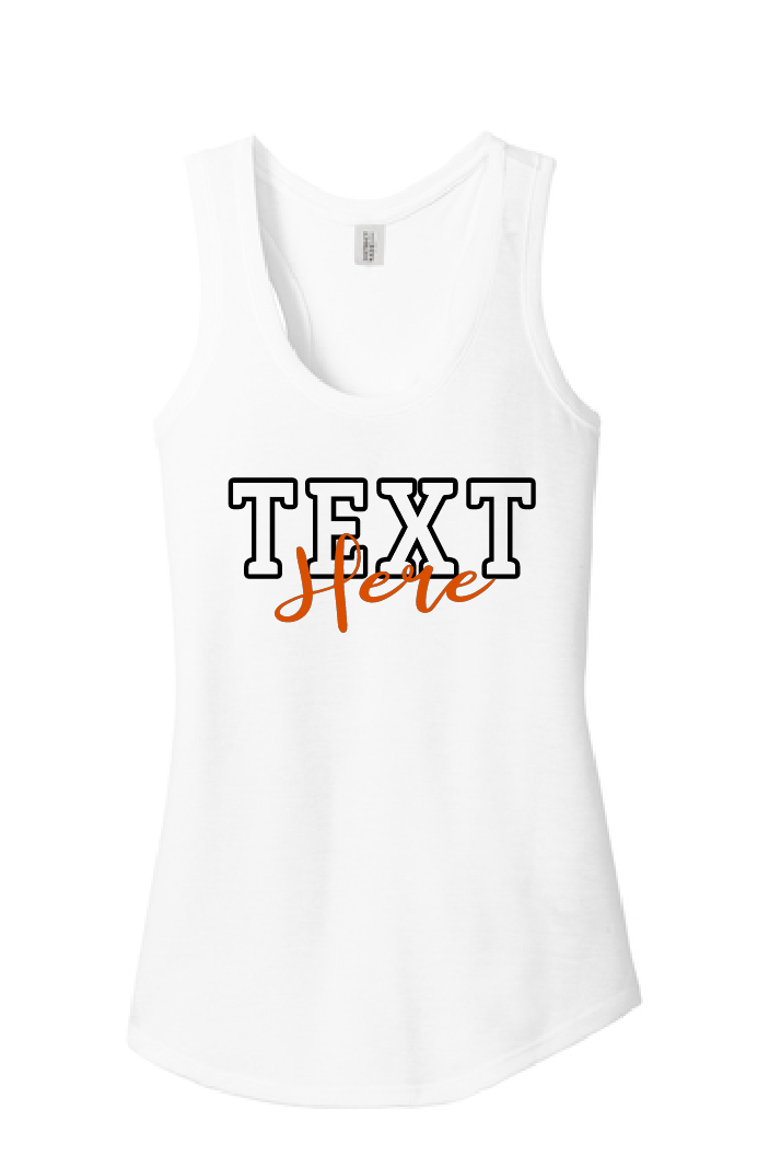 Custom Two Word District Ladies Racer Tank~ 5 Color Choices