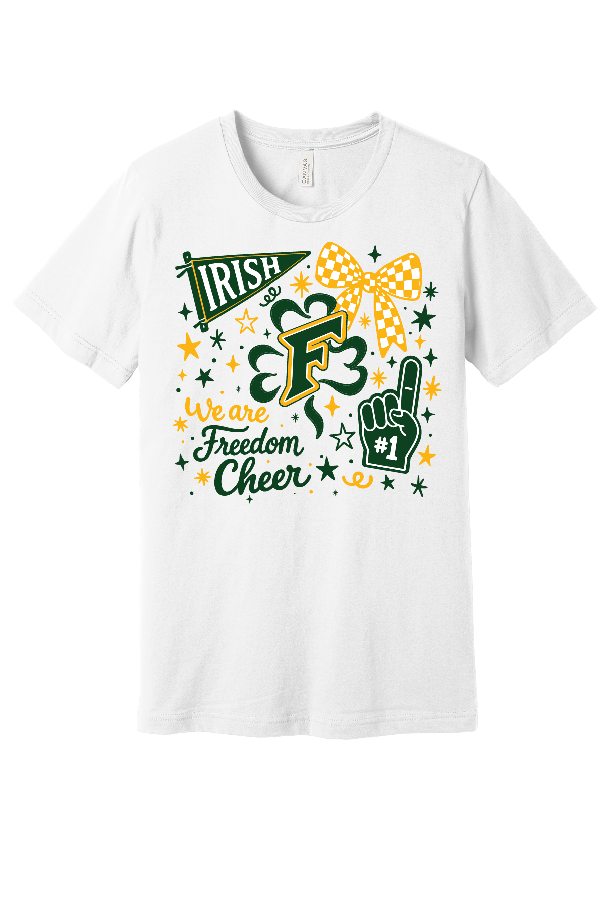 Freedom Irish Cheer Bella White Tee~ Youth and Adult~