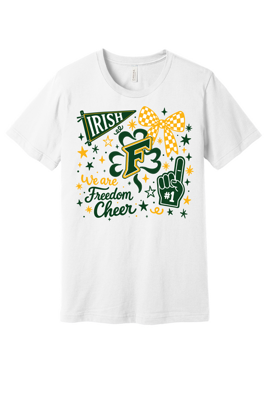 Freedom Irish Cheer Bella White Tee~ Youth and Adult~
