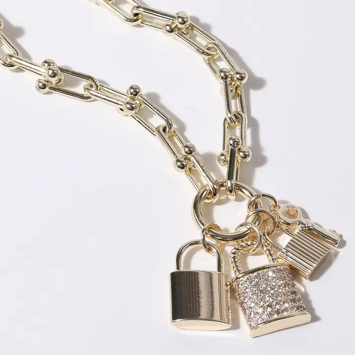 Locks Key Pendant Gold Plated Chain Necklace **RESTOCKED**
