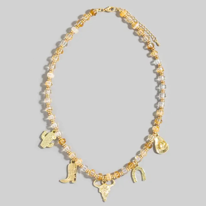 Western Cowboy Charms Beaded Necklace