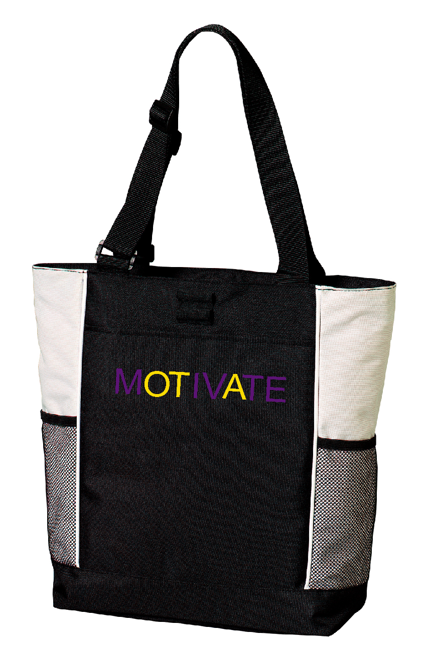 Port Authority® Panel Tote ~Black and Stone