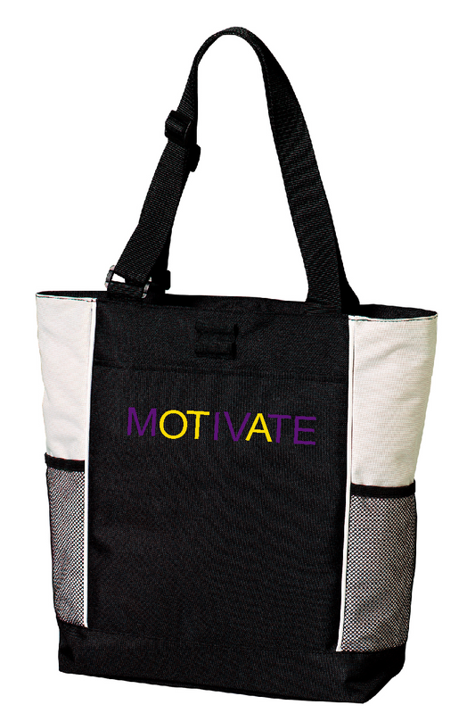Port Authority® Panel Tote ~Black and Stone