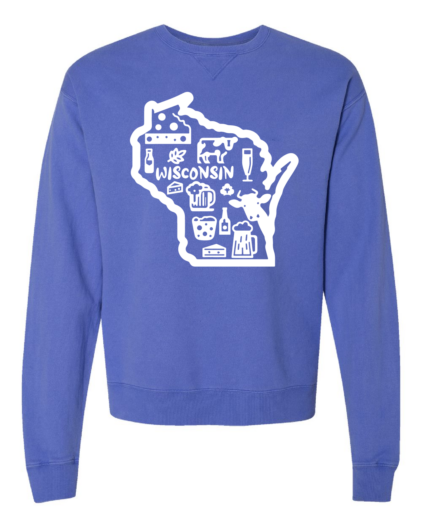 Wisconsin State Comfort Wash Crew ~ 4 Colors