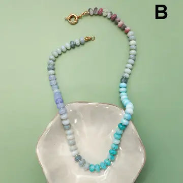 Natural Agate Glass Semi Precious Bead Necklace ~ 3 Colors