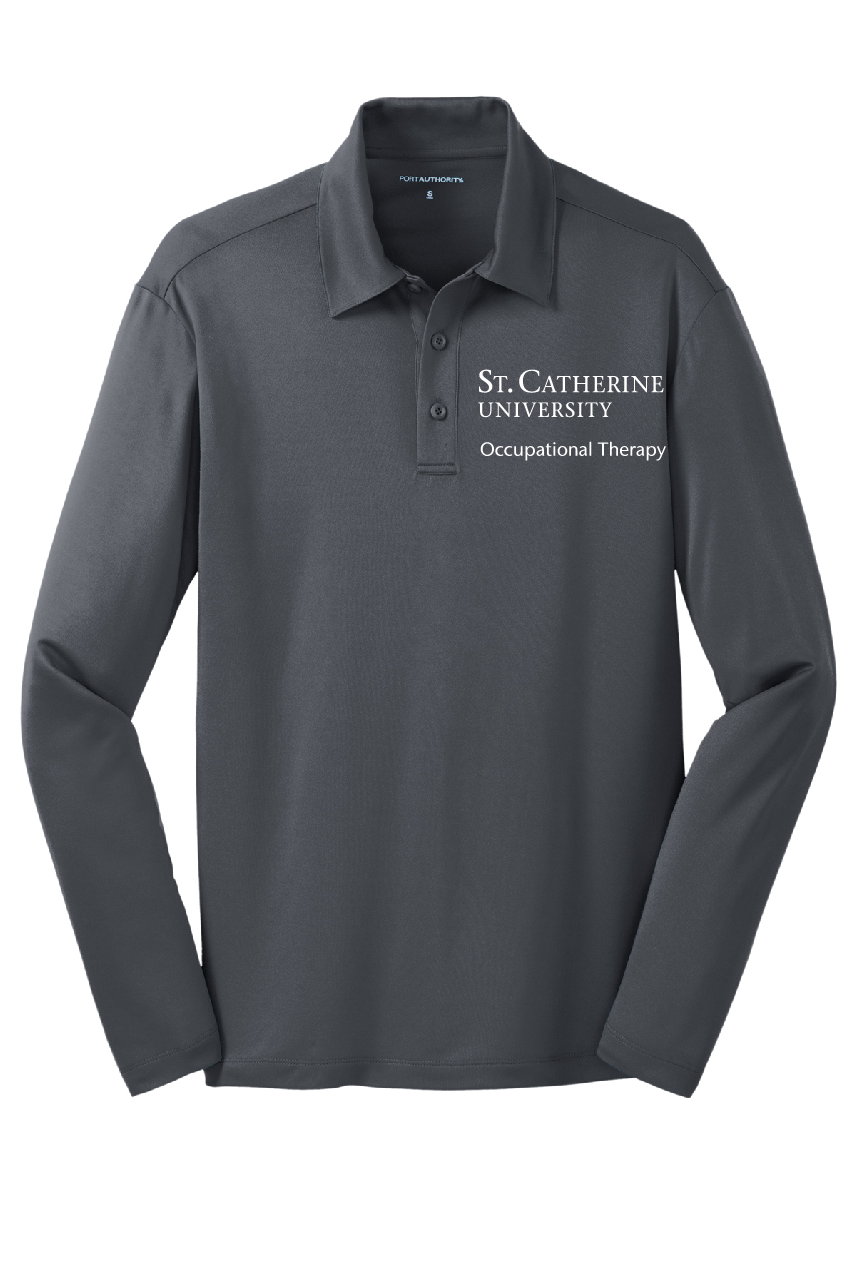 Port Authority® Silk Touch™ Performance Long Sleeve Black Polo ~ Men's ~ 3 Colors