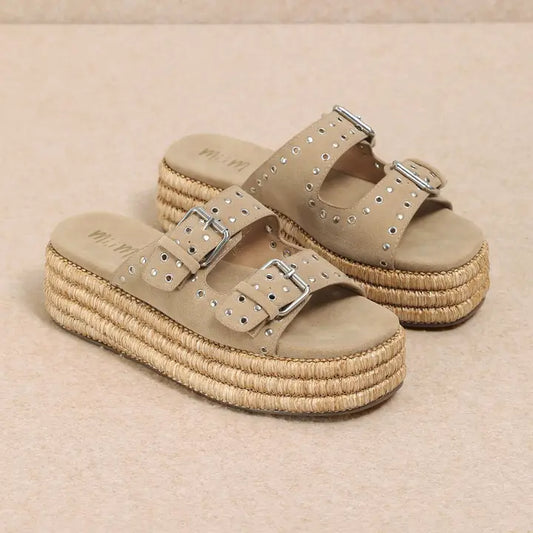 Mi.iM HOLLY Natural Buckled Suede Sandals