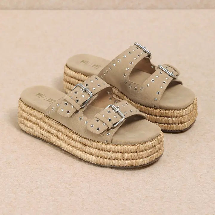 Mi.iM HOLLY Natural Buckled Suede Sandals