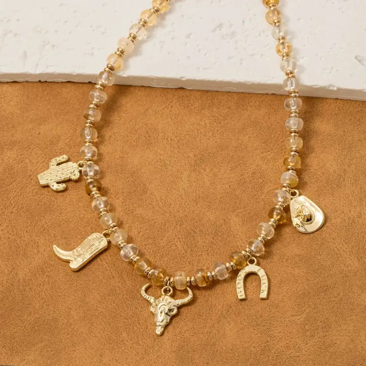 Western Cowboy Charms Beaded Necklace