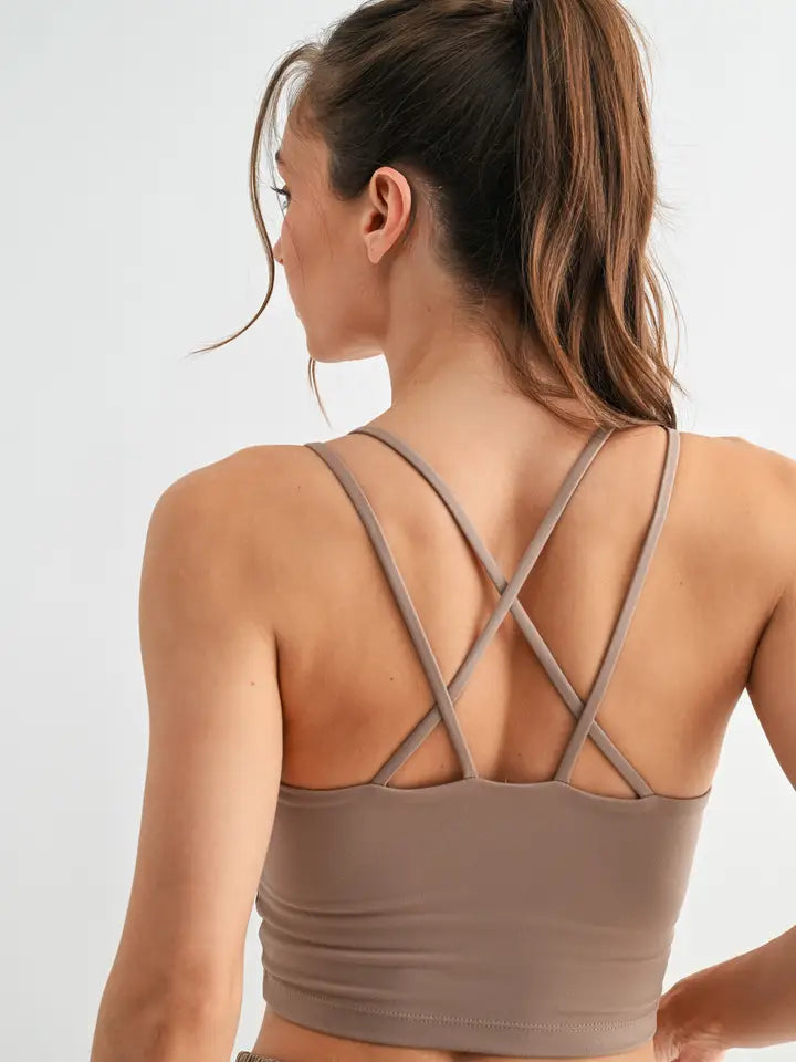 Taupe Venice Cloud Light Criss-Cross Sports Bra