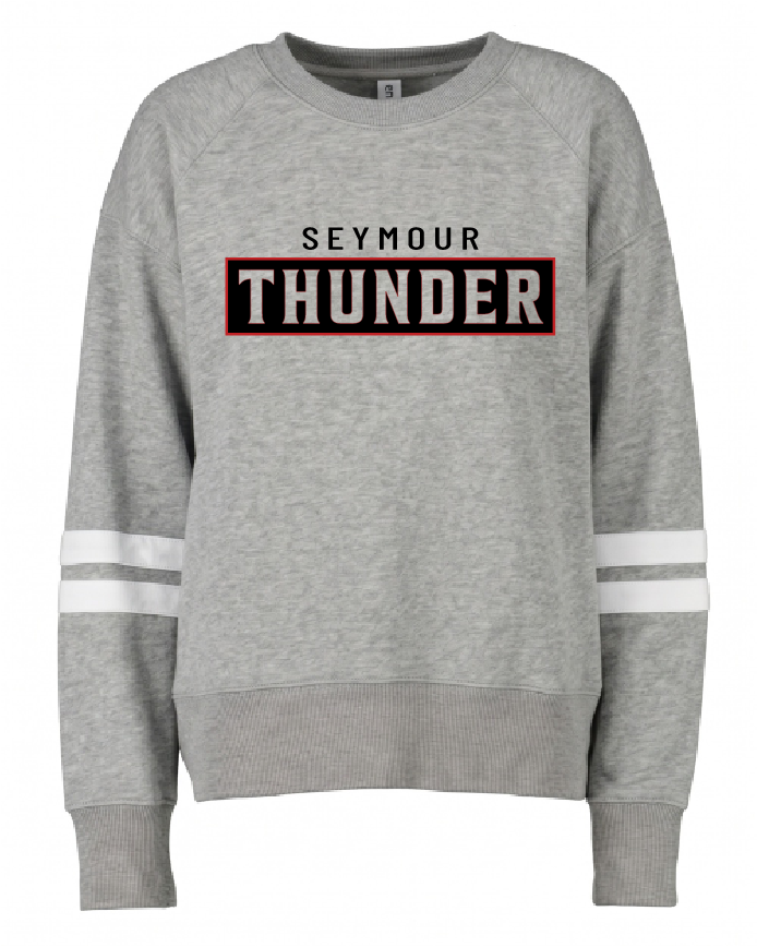 Seymour Thunder Enza Varsity Stripe Grey Crew~ Ladies