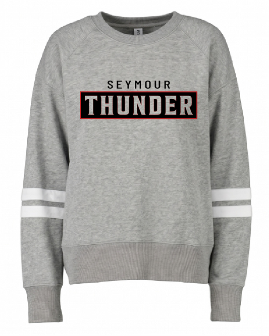 Seymour Thunder Enza Varsity Stripe Grey Crew~ Ladies