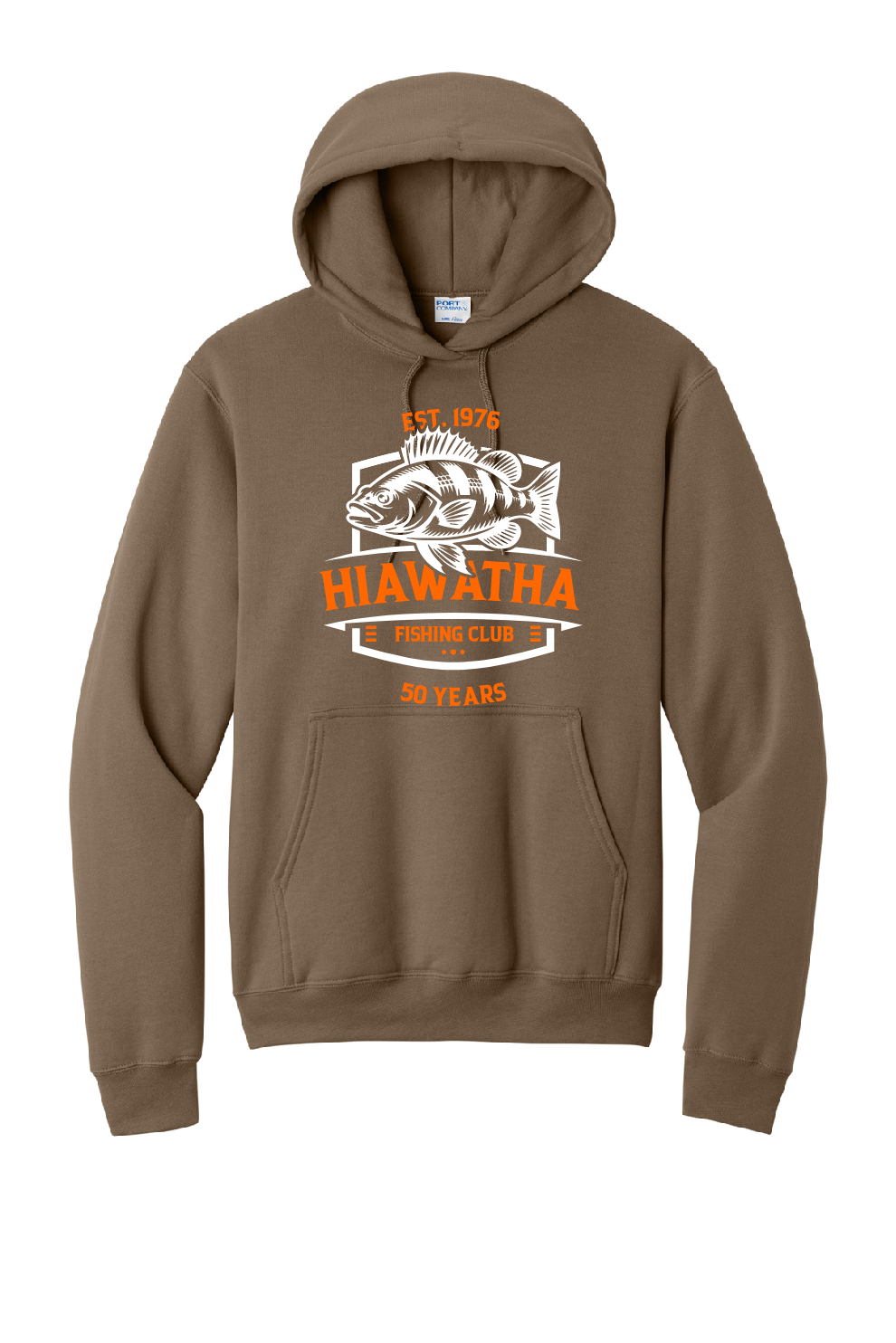 Hiawatha Orange Perch 50 Years Port & Company Hoodie~ Youth and Adult Sizes