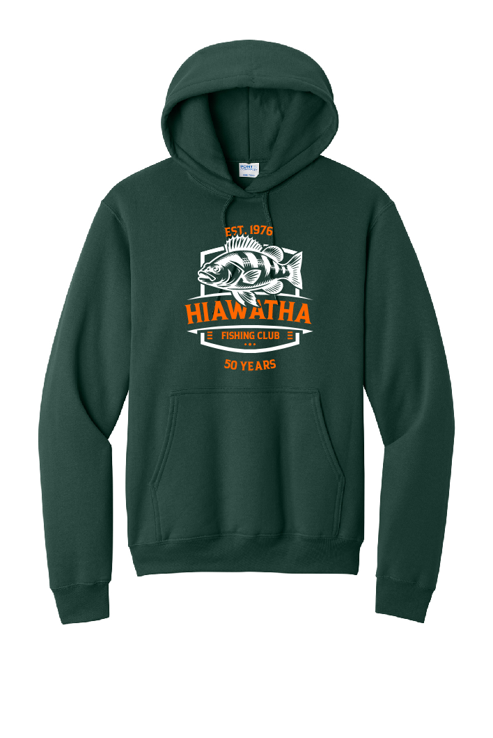 Hiawatha Orange Perch 50 Years Port & Company Hoodie~ Youth and Adult Sizes