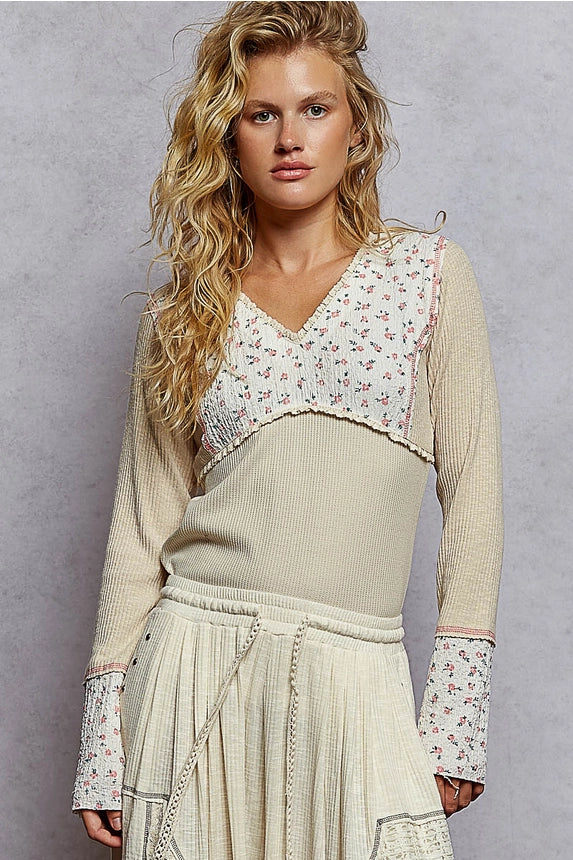 Oatmeal Floral Long Sleeve