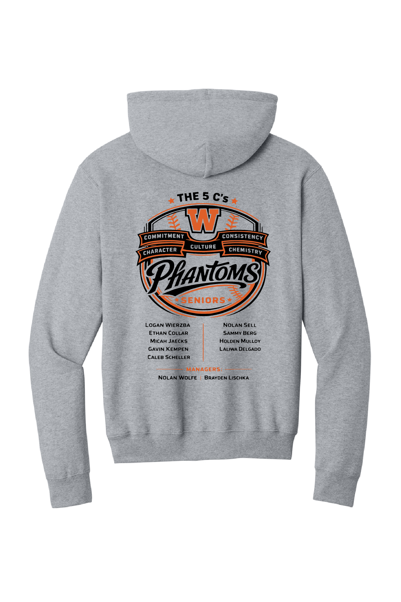 West DePere Senior Baseball Port & Company Athletic Grey Hoodie ~ Adult