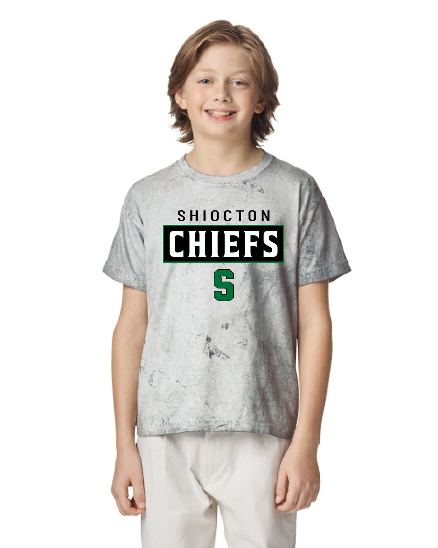 Shiocton Chiefs Comfort Colors Grey Colorblast Tee~Youth