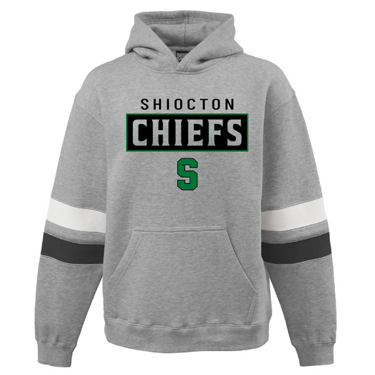 Shiocton Chiefs Black and White Stripe Pennant Hoodie ~ Unisex