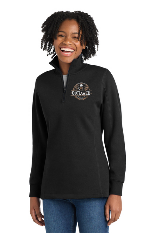 Outlawed Bar Sport-Tek French Terry 1/4-Zip Black Pullover ~Women's