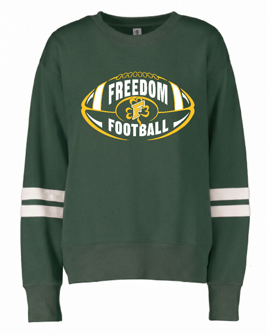Freedom Football Enza Varsity Stripe Forest Crew~ Ladies